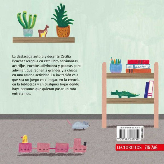 Back cover of the book has an illustration of a book shelf and toys as well as as a brief synopsis of the book.