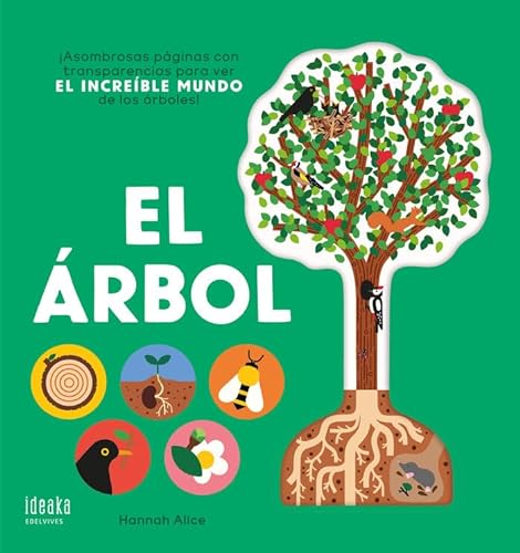 Book cover of El arbol with an illustration of a tree and a bird, flower, seedling, and a bee.