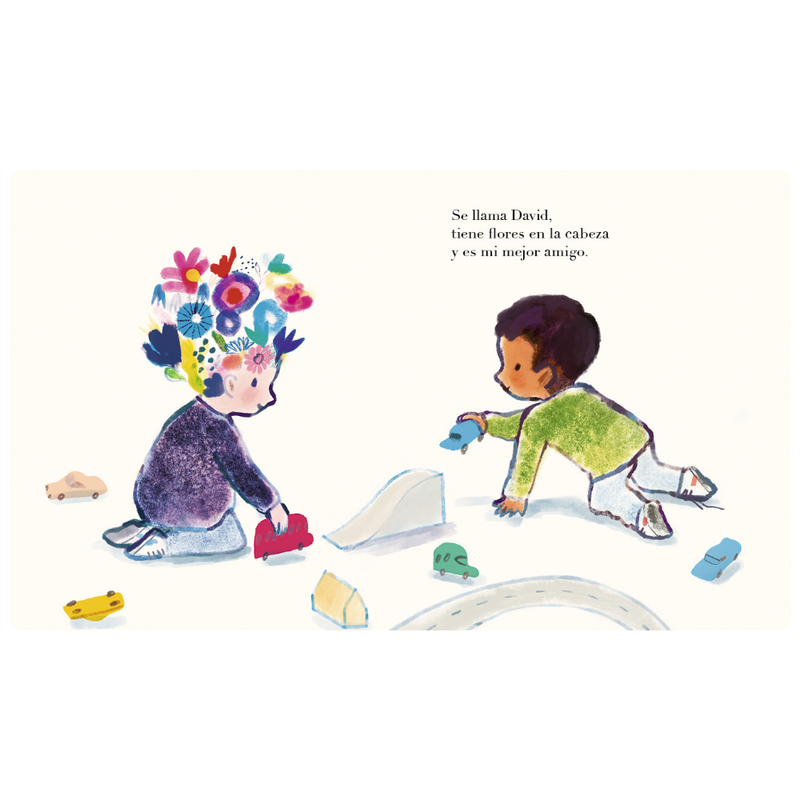 El niño con flores en la cabeza