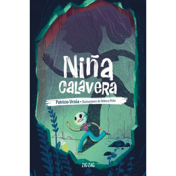 Book cover of nina calavera with illustration of girl running through forest