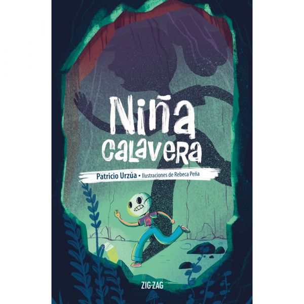 Book cover of nina calavera with illustration of girl running through forest