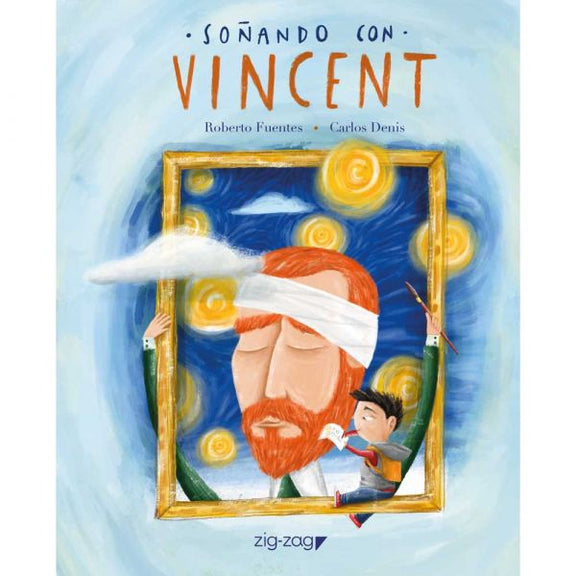 Book cover of s onando con vincent with illustration of little boy and vincent van gogh