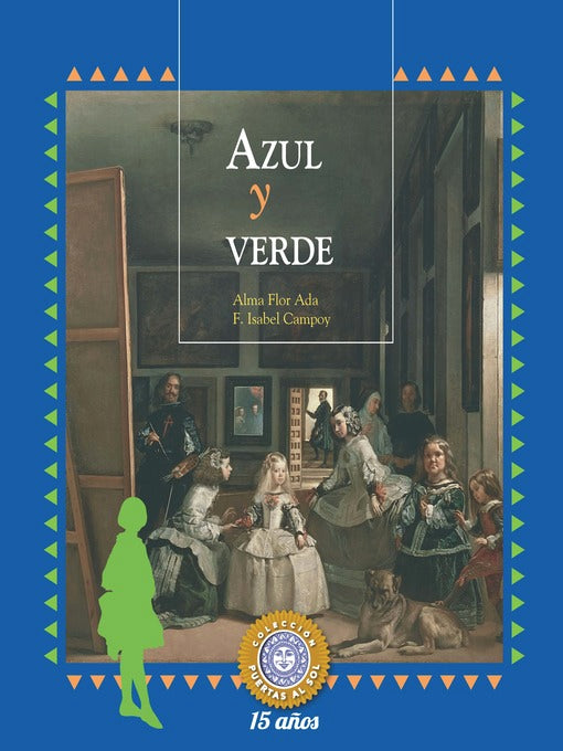 Book cover of Azul y Verde with an illustration of Victorian people.