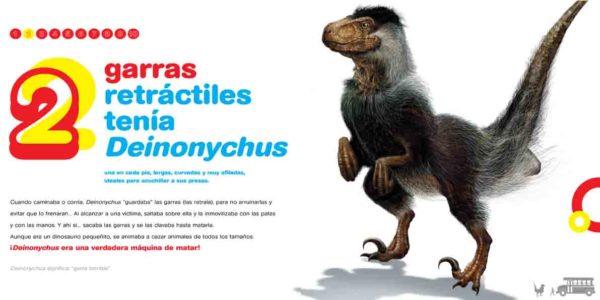 inside page depicts an illustration of a Deinonychus.