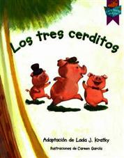 Book cover of Los Tres Cerditos with an illustration of three pigs.